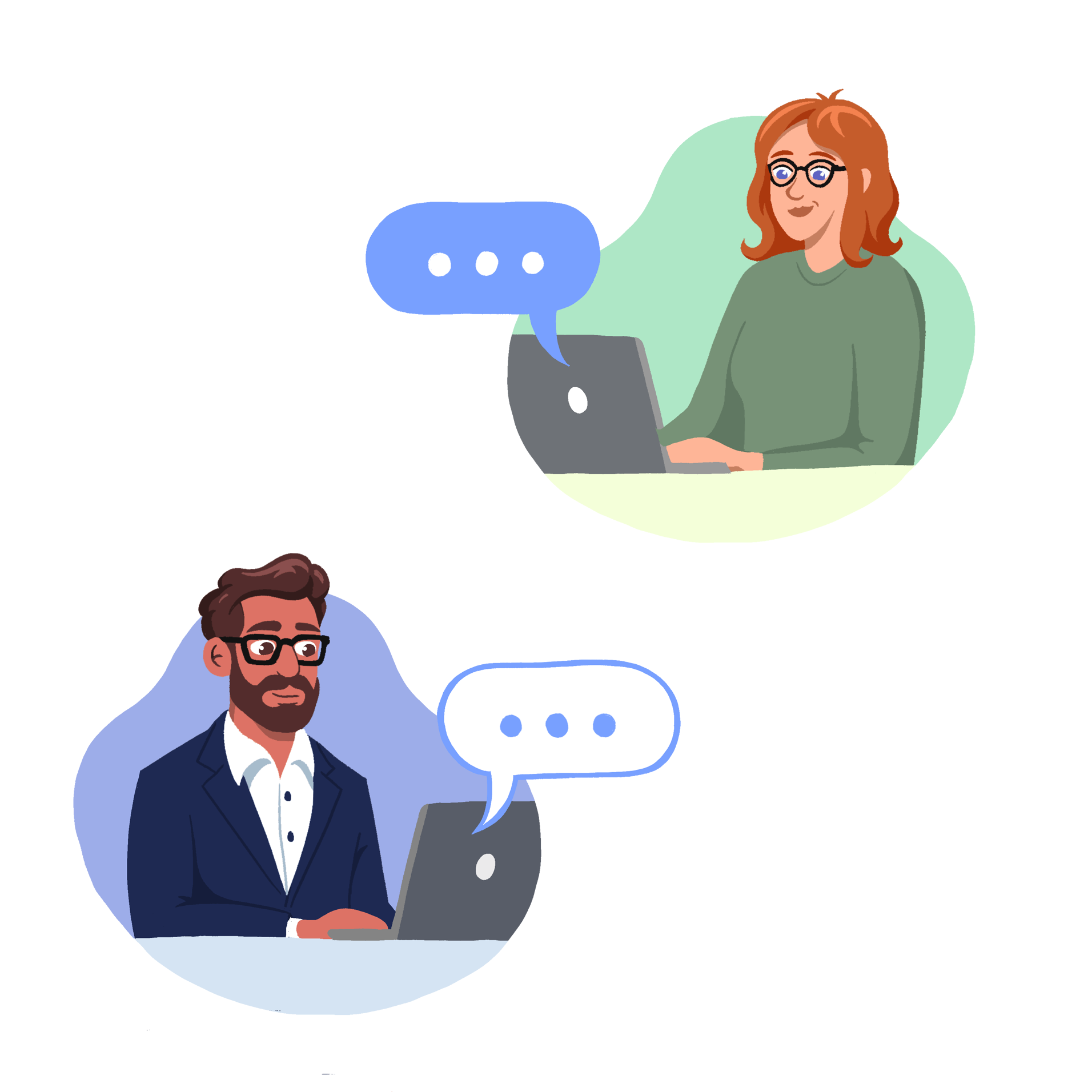 En mann og en kvinne som ser på en dataskjerm