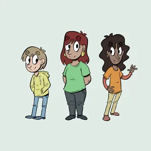 Illustrasjon av tre unge mennesker