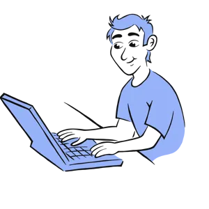 Et skjelett som holder en laptop